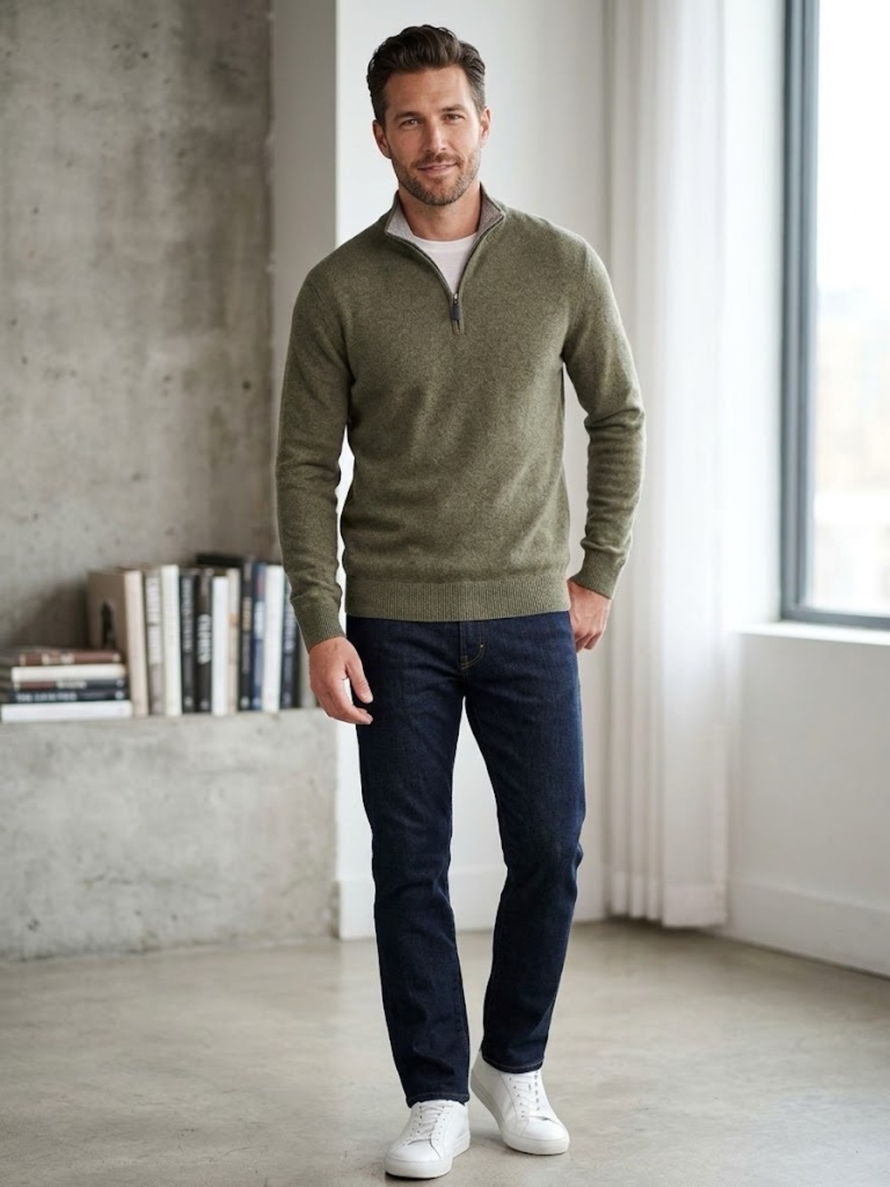 Oliver Perry 100% Cashmere Quarter-Zip Sweater Men’s size M